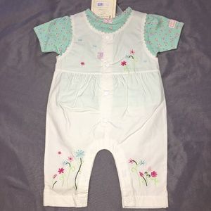 McBaby White Embroidered Coveralls w/ Floral Top